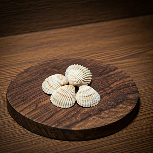 Traditional Congklak wooden board with shells