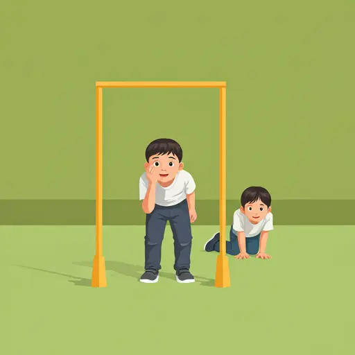 Children hiding during Petak Umpet game